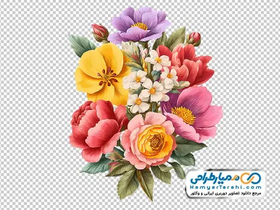 دانلود تصویر png گل های نقاشی شده