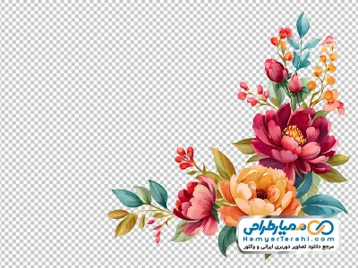 عکس با کیفیت گوشه گل آبرنگی