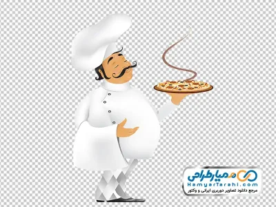 تصویر وکتوری سرآشپز با پیتزا