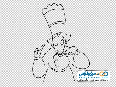 تصویر نقاشی سرآشپز در حال چشیدن غذا