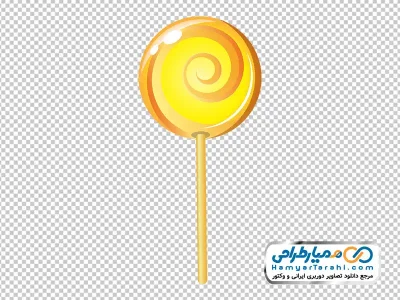 دانلود فایل png آبنبات چوبی مارپیچی زرد