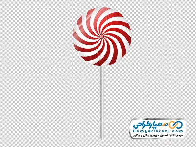 تصویر وکتوری آبنبات چوبی راه راه سفید و قرمز با فرمت png