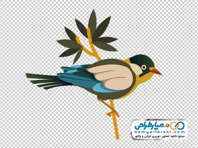 تصویر وکتوری پرنده نشسته روی شاخه