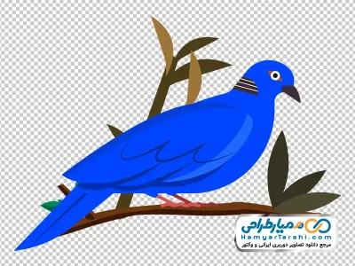 دانلود عکس وکتوری کبوتر آبی نشسته روی شاخه درخت
