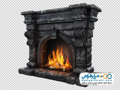 تصویر وکتوری شومینه سنگی با فرمت png