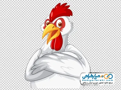 عکس کارتونی خروس سفید و قرمز با فرمت png