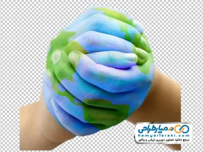 دانلود تصویر png دست های نقاشی شده به رنگ کره زمین