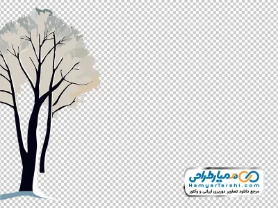 تصویر نقاشی وکتوری درخت زمستانی
