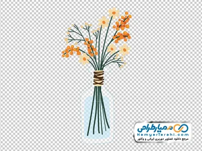 عکس وکتوری دسته گل در گلدان شیشه ای با فرمت png