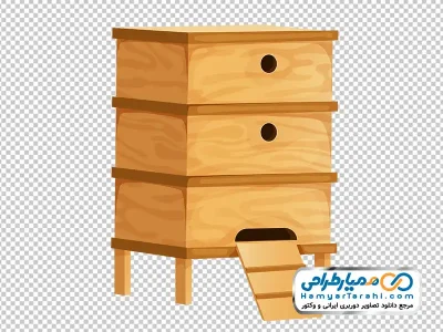 تصویر وکتوری کندوی چوبی زنبور عسل با فرمت png