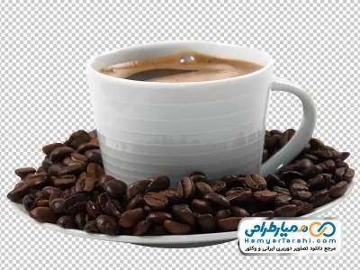 دانلود تصویر با کیفیت فنجان قهوه با دانه های قهوه