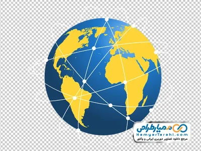 عکس png کره زمین با خطوط ارتباطی