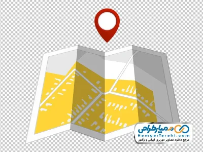 تصویر وکتوری نقشه با تصویر نماد مکان  با فرمت png