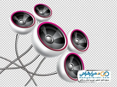 دانلود عکس وکتور رنگی بلندگو با سیم های سفید