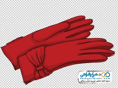 تصویر وکتوری دستکش زنانه قرمز با فرمت png