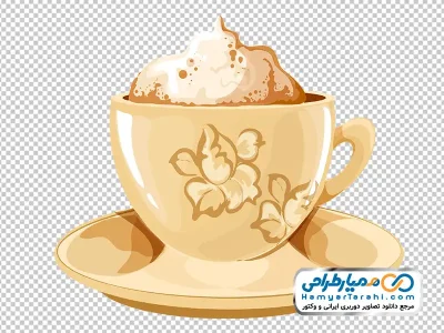 تصویر وکتوری کاپوچینو با فوم با فرمت png
