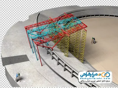 تصویر وکتوری مهندسین در حال تصویر برداری از سازه با فرمت png