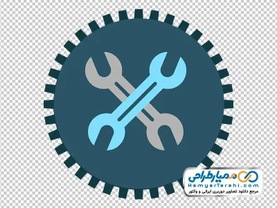 آیکون آچار داخل چرخ دنده با فرمت png