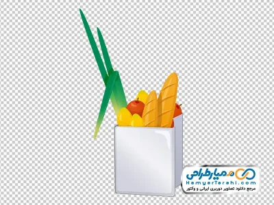 عکس وکتوری مواد غذایی در کیسه خرید کاغذی با فرمت png