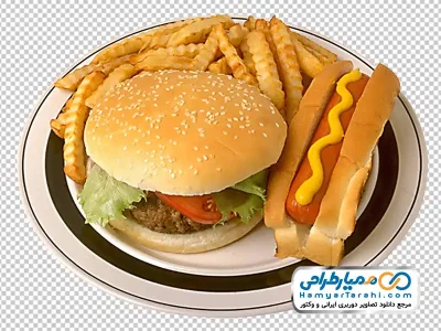 تصویر با کیفیت همبرگر و هات داگ با فرمت png
