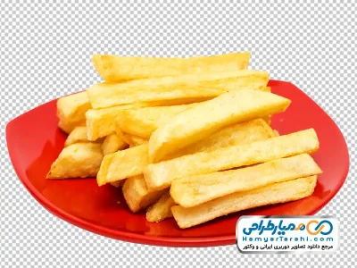 دانلود تصویر با کیفیت سیب زمینی سرخ شده داخل بشقاب
