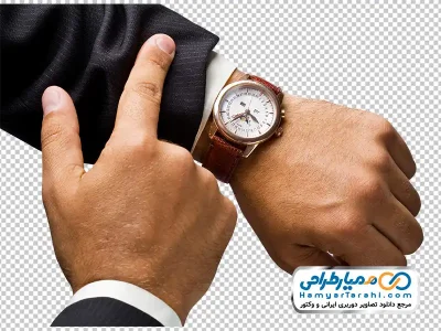 تصویر با کیفیت نشان دادن ساعت روی دست مردانه