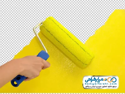 دانلود تصویر با کیفیت قلمو غلتکی در دست با رنگ زرد