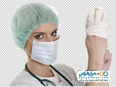 دانلود تصویر png پرستار در حال پوشیدن دستکش