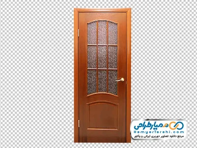 دانلود تصویر png درب ورودی چوبی با پنجره های شفاف