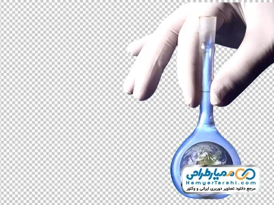 تصویر با کیفیت کره زمین داخل شیشه آزمایشگاه با فرمت png