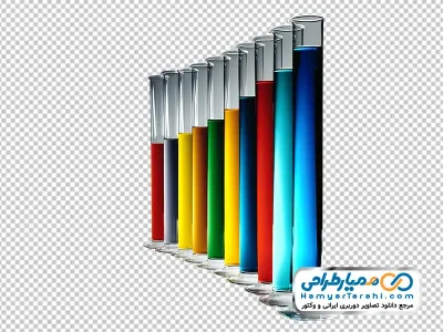 تصویر لوله های آزمایشگاهی با مایعات رنگی با فرمت png