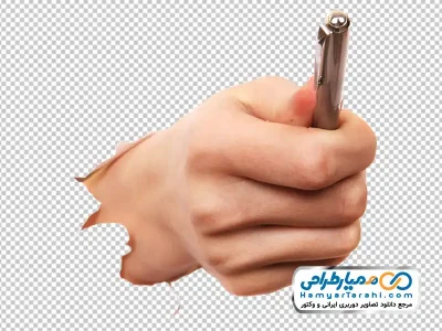عکس با کیفیت دست بیرون آمده از کاغذ با خودکار با فرمت png