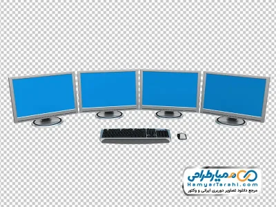 عکس وکتوری چهار مانیتور و یک کیبورد