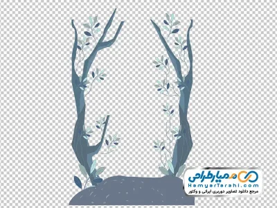 دانلود عکس وکتوری درختان جنگلی با برگ