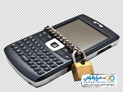 تصویر با کیفیت گوشی موبایل با قفل و زنجیر
