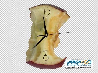تصویر با کیفیت عقربه های ساعت روی سیب گاز زده