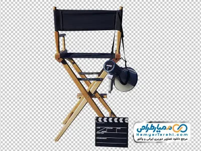 عکس با کیفیت صندلی کارگردانی و تخته کلاکت