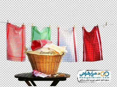 عکس png حوله های آویزان روی بند رخت
