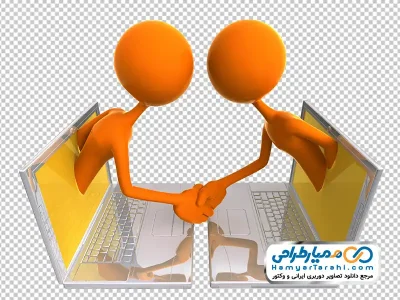 دانلود عکس وکتوری آدمک سه بعدی بیرون آمده از لپ تاپ