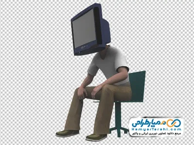 دانلود عکس png تلویزیون به جای سر مرد