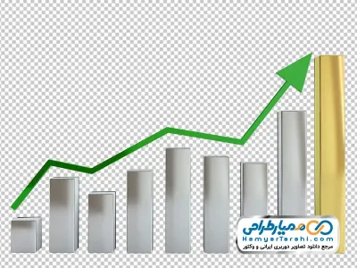 عکس وکتوری نمودار میله ای رشد با پیکان سبز با فرمت png