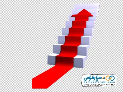 تصویر با کیفیت پله با فلش قرمز رو به بالا با فرمت png