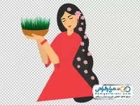 نقاشی دختر ایرانی با سبزه عید