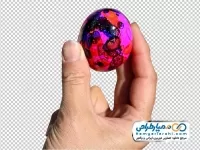 تصویر با کیفیت تخم مرغ رنگ شده در دست