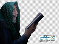 تصویر با کیفیت مرد درحال قرآن خواندن با فرمت png