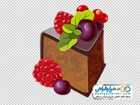 تصویر وکتوری برش کیک با تزئین میوه