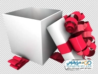 تصویر با کیفیت جعبه کادو با ربان قرمز