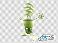 تصویر وکتوری لامپ کم مصرف سبز با دست و پا