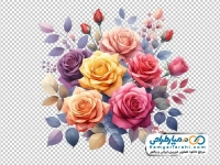 تصویر دوربری شده دسته گل رز رنگارنگ