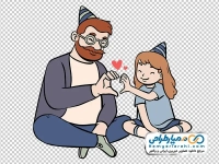 تصویر کارتونی پدر و دختر